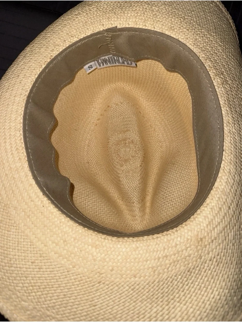Pantropic Genuine Panama Hat Natural Straw Fedora Wide Brim Black Band Unisex
